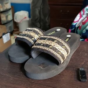 Wedge slippers to wear around the house